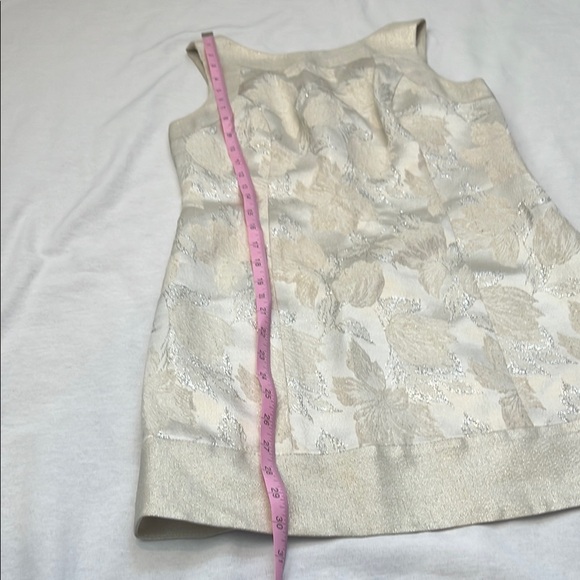 Bebe Cream Sheath Mini Dress with Scoop Neck and Silver Sparkly Embellishments - Picture 3 of 9